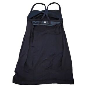Lululemon C.Y.B Navy Blue Tank Open Back Tank Workout Top w/ Built in Bra